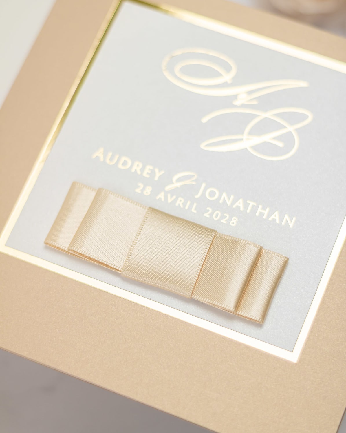 "Andrea" - Faire-part de mariage chic, élégant et romantique avec dorure or - Wedding stationery - Création Luxe Carterie Studio