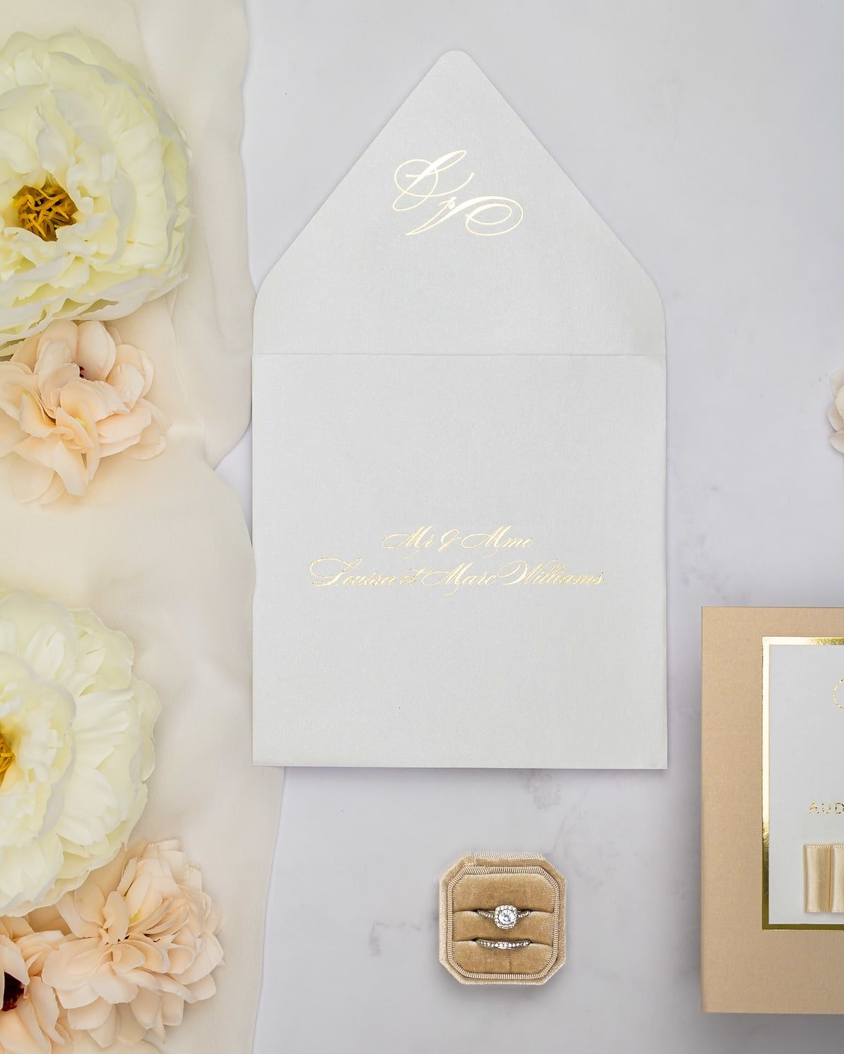 "Andrea" - Faire-part de mariage chic, élégant et romantique avec dorure or - Wedding stationery - Création Luxe Carterie Studio