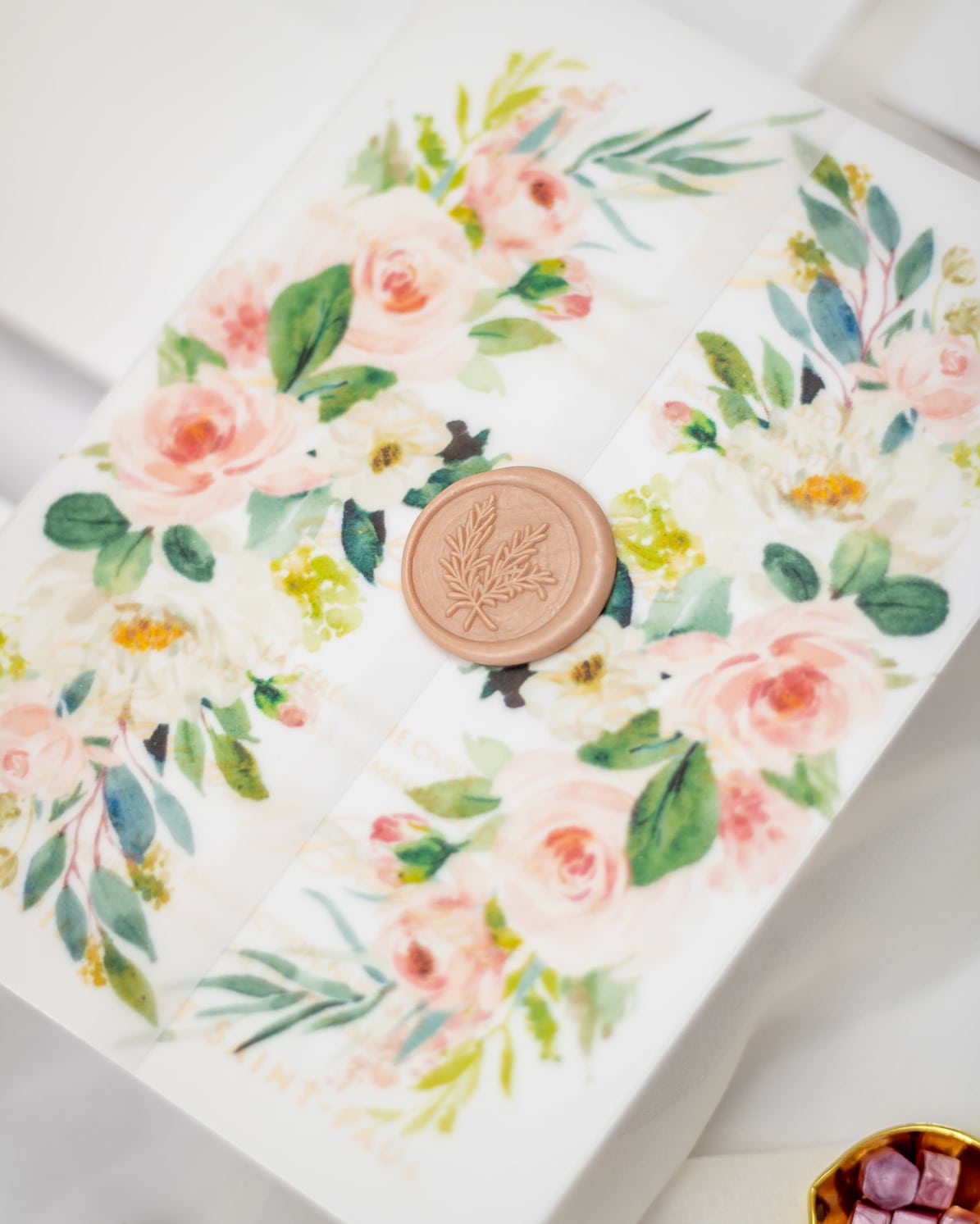 "Anémone" - Faire-part de mariage fleuris élégant et romantique avec dorure or et wax seal – Wedding stationery - Création Luxe Carterie Studio