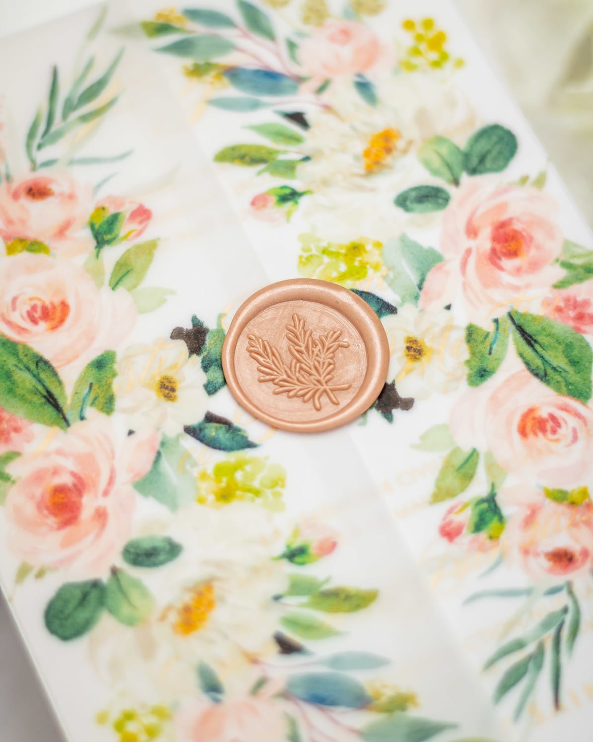 "Anémone" - Faire-part de mariage fleuris élégant et romantique avec dorure or et wax seal – Wedding stationery - Création Luxe Carterie Studio