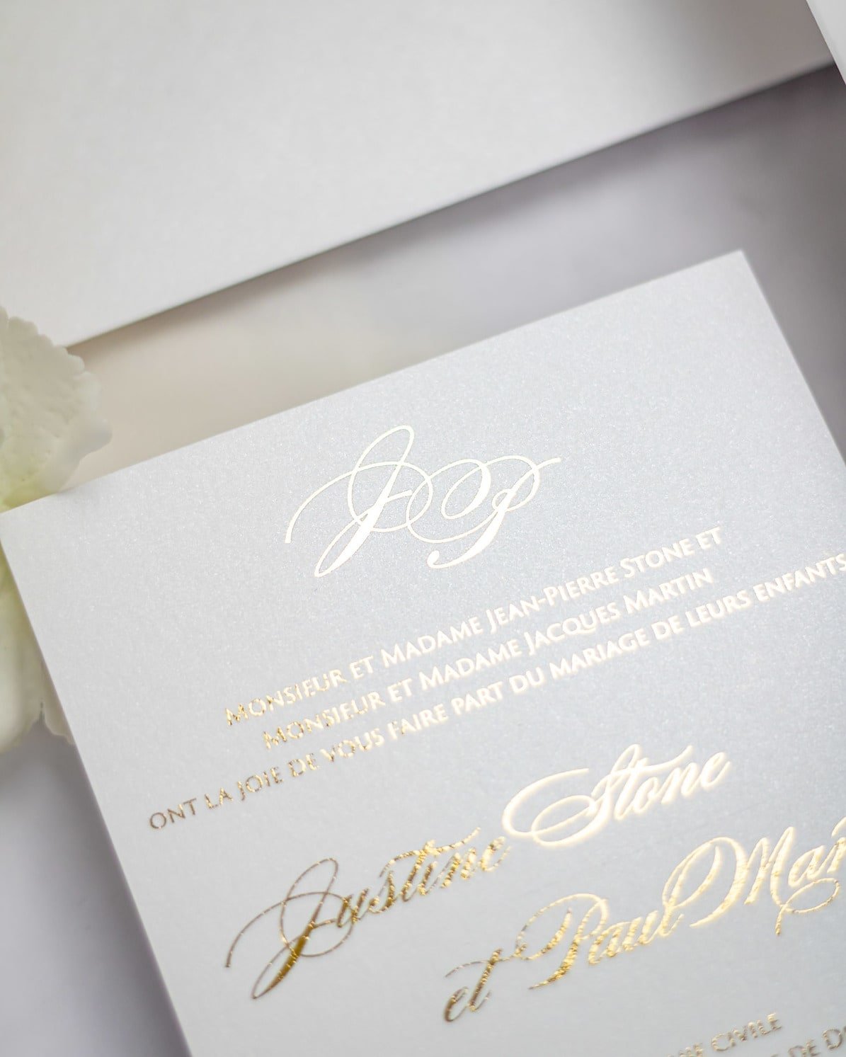 "Anémone" - Faire-part de mariage fleuris élégant et romantique avec dorure or et wax seal – Wedding stationery - Création Luxe Carterie Studio