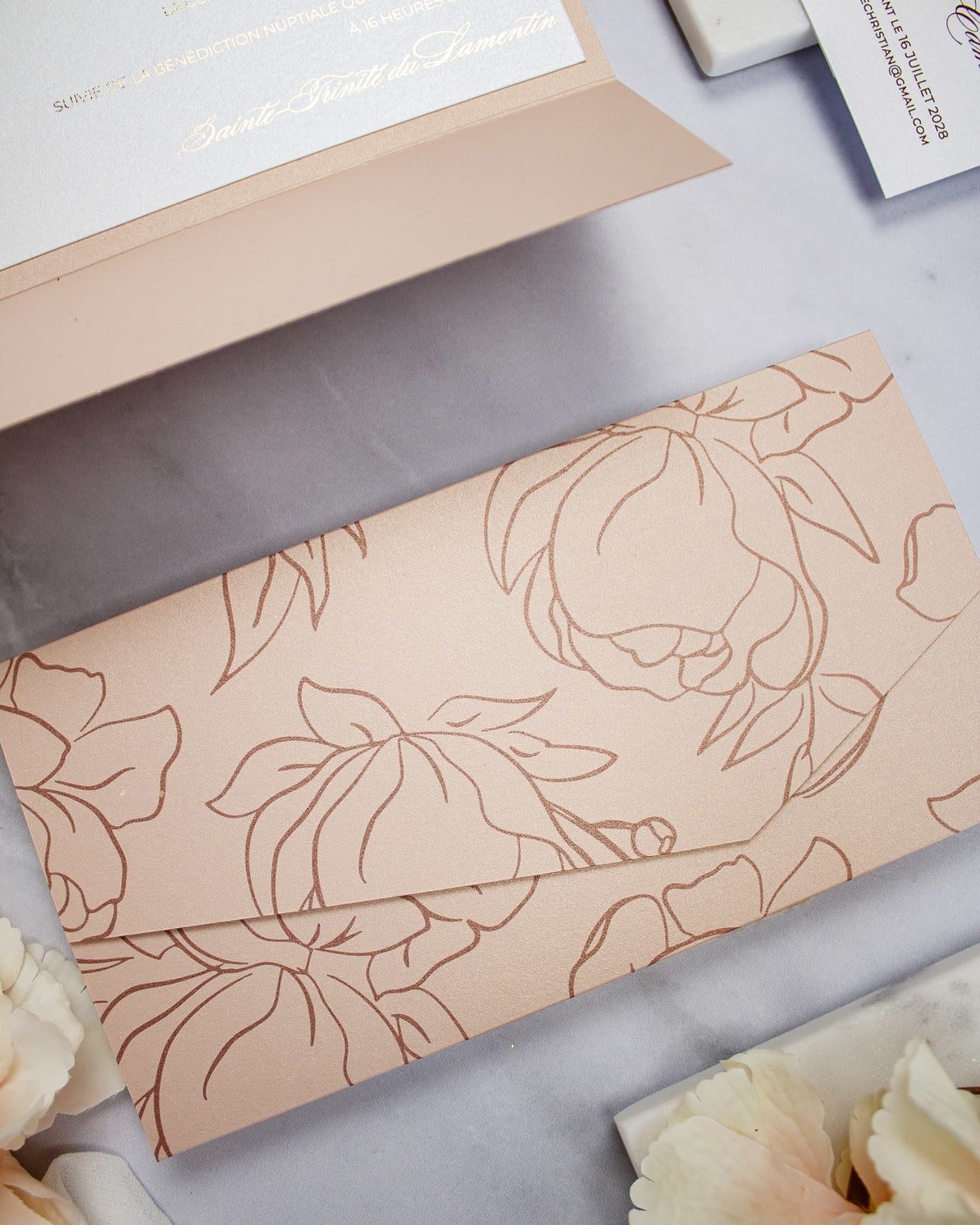 "Angèle" - Faire-part de mariage chic, élégant et romantique avec dorure or - Wedding stationery - Création Luxe Carterie Studio