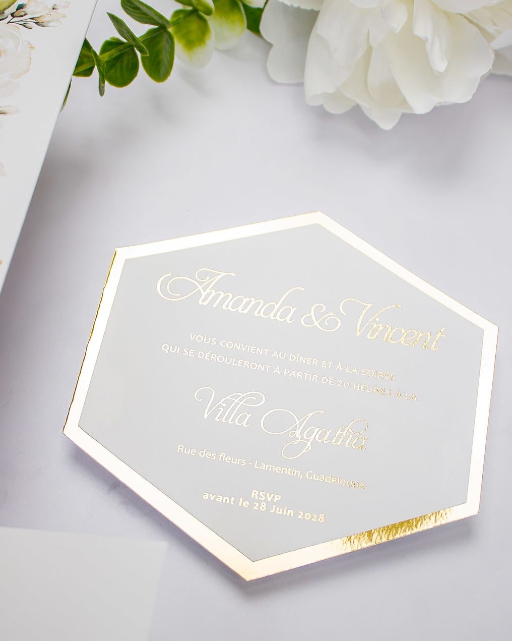 "Anthea" - Faire-part de mariage fleuris élégant et romantique avec dorure or - Wedding stationery - Création Luxe Carterie Studio