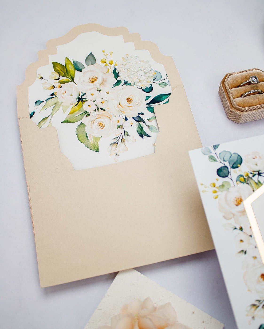 "Anthea" - Faire-part de mariage fleuris élégant et romantique avec dorure or - Wedding stationery - Création Luxe Carterie Studio