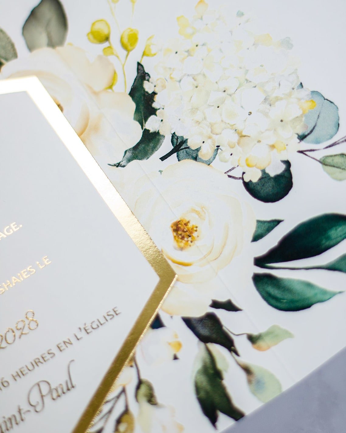"Anthea" - Faire-part de mariage fleuris élégant et romantique avec dorure or - Wedding stationery - Création Luxe Carterie Studio