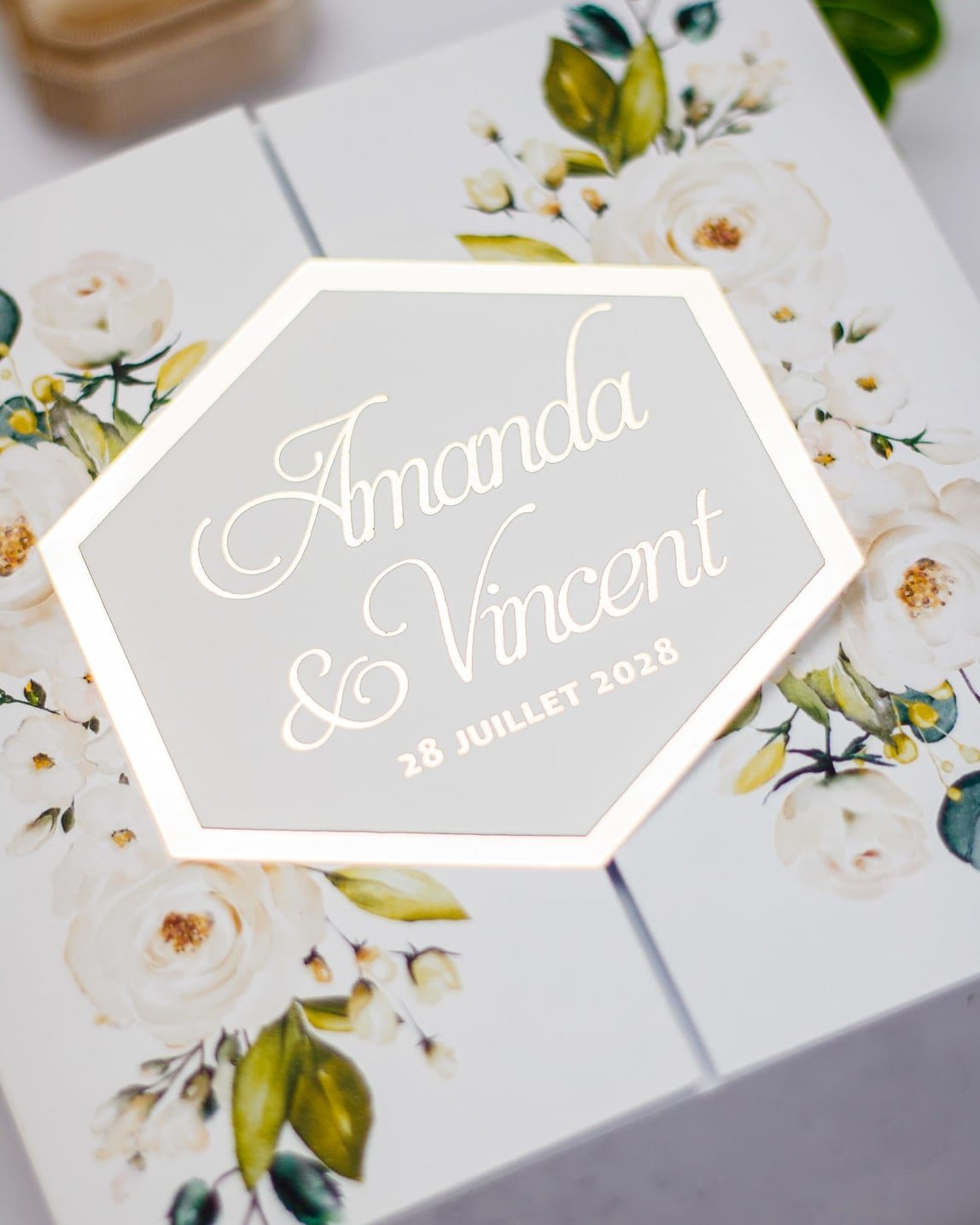 "Anthea" - Faire-part de mariage fleuris élégant et romantique avec dorure or - Wedding stationery - Création Luxe Carterie Studio