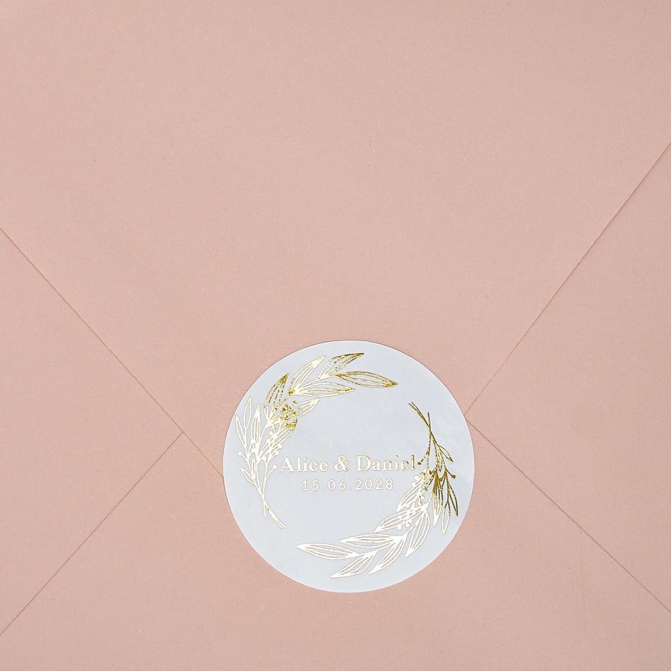 "Aria - Sticker" - Faire-part de mariage chic, élégant et romantique avec dorure or - Wedding stationery - Création Luxe Carterie Studio
