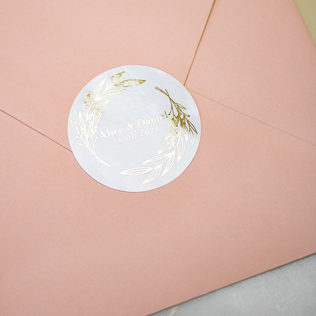 "Aria - Sticker" - Faire-part de mariage chic, élégant et romantique avec dorure or - Wedding stationery - Création Luxe Carterie Studio