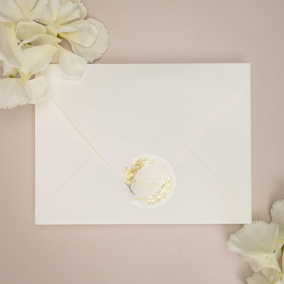 "Aria - Sticker" - Faire-part de mariage chic, élégant et romantique avec dorure or - Wedding stationery - Création Luxe Carterie Studio