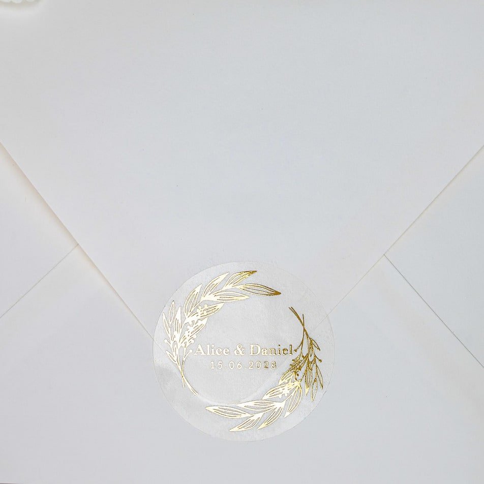 "Aria - Sticker" - Faire-part de mariage chic, élégant et romantique avec dorure or - Wedding stationery - Création Luxe Carterie Studio