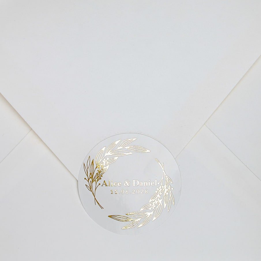"Aria - Sticker" - Faire-part de mariage chic, élégant et romantique avec dorure or - Wedding stationery - Création Luxe Carterie Studio
