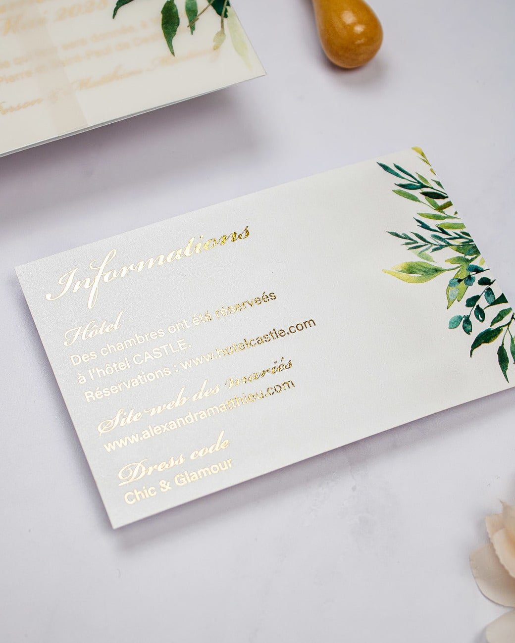 "Arum" - Faire-part de mariage fleuris élégant et romantique avec dorure or et wax seal – Wedding stationery - Création Luxe Carterie Studio