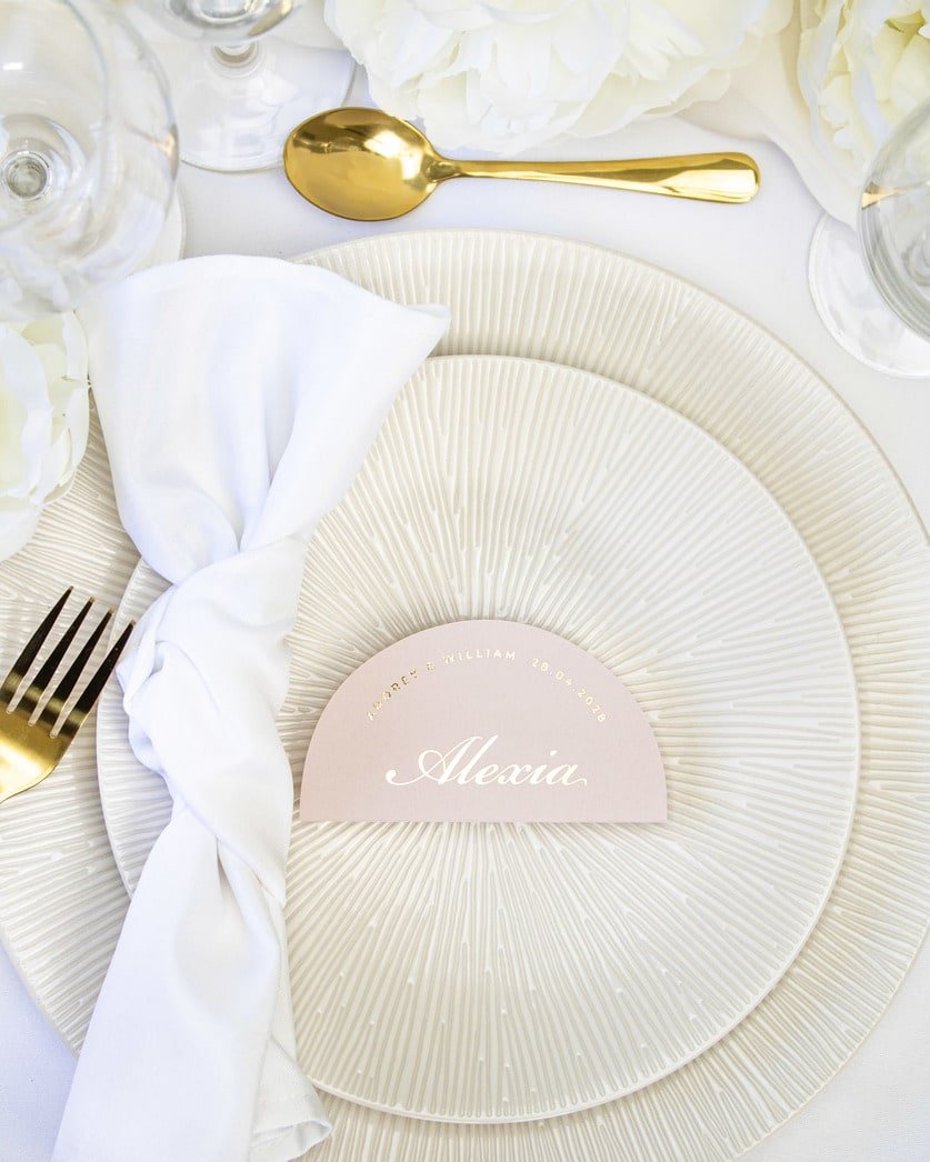 "Asia - Marque-place" – Marque-place chic, élégant et romantique avec dorure or pour réception de mariage – Papeterie de mariage - Wedding stationery - Création Luxe Carterie Studio