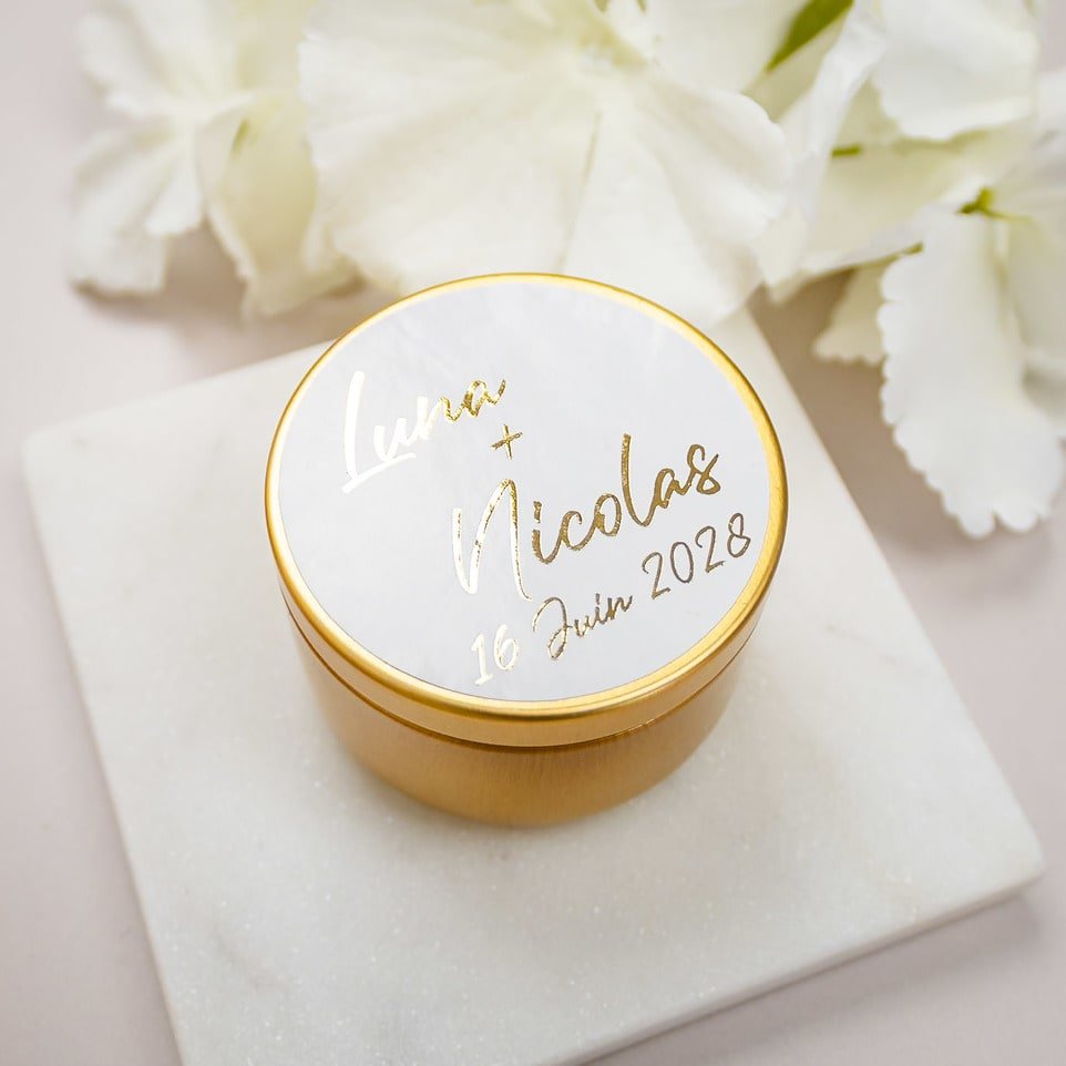 "Aura - Sticker" - Faire-part de mariage chic, élégant et romantique avec dorure or - Wedding stationery - Création Luxe Carterie Studio