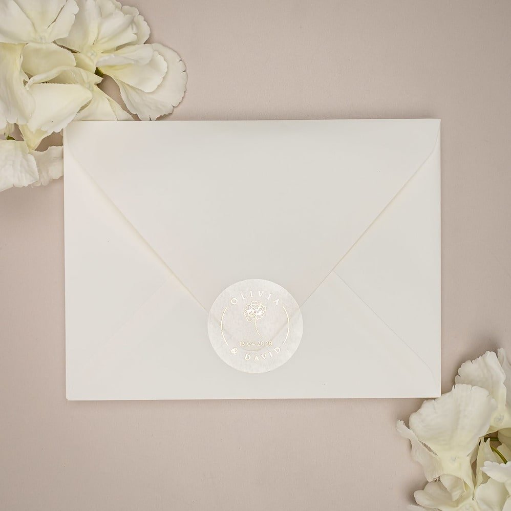 "Aurora - Sticker" - Faire-part de mariage chic, élégant et romantique avec dorure or - Wedding stationery - Création Luxe Carterie Studio