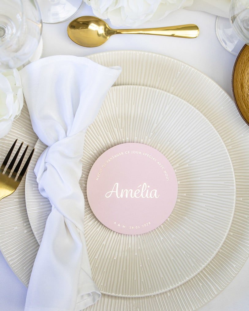 "Aya - Marque-place" – Marque-place chic, élégant et romantique avec dorure or pour réception de mariage – Papeterie de mariage - Wedding stationery - Création Luxe Carterie Studio