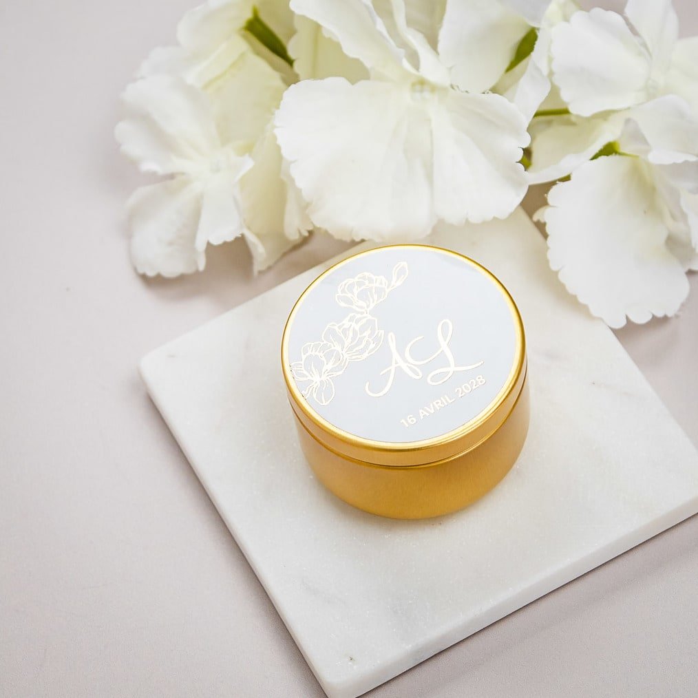 "Azaléa - Sticker" - Faire-part de mariage chic, élégant et romantique avec dorure or - Wedding stationery - Création Luxe Carterie Studio