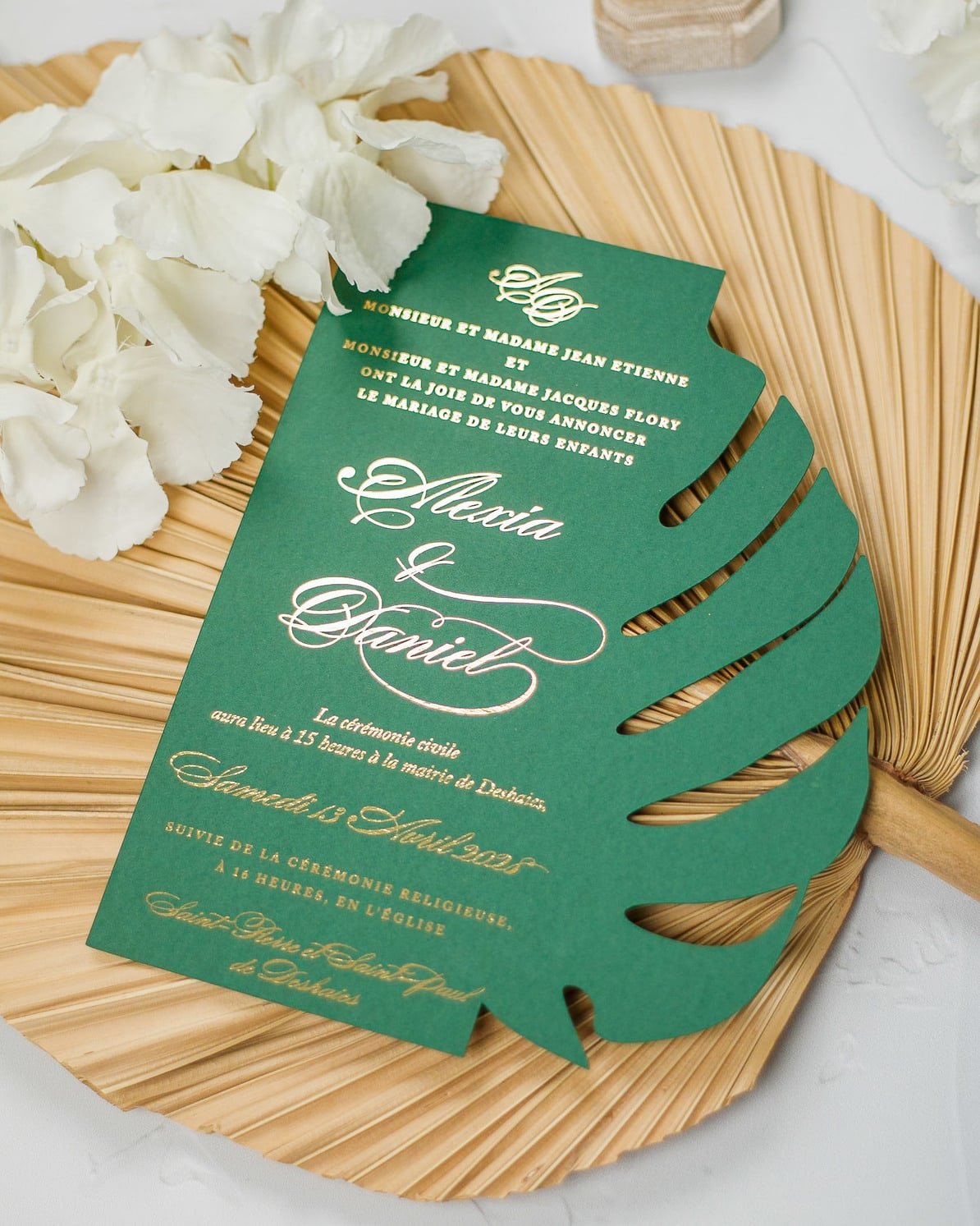 "Bali" - Faire-part de mariage thème tropical, chic et élégant avec dorure or – Wedding stationery - Création Luxe Carterie Studio