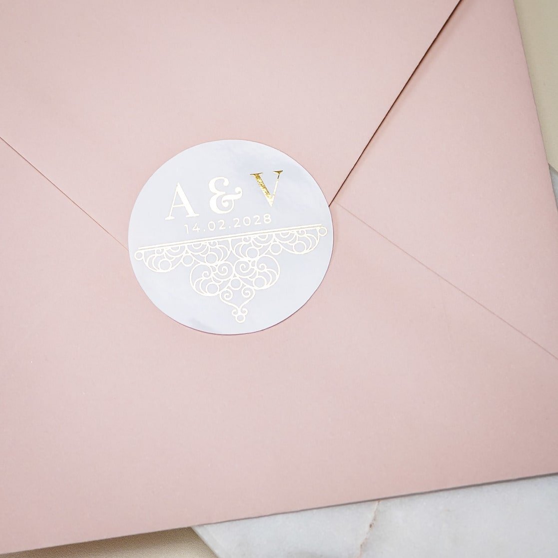"Bianca - Sticker" - Faire-part de mariage chic, élégant et romantique avec dorure or - Wedding stationery - Création Luxe Carterie Studio