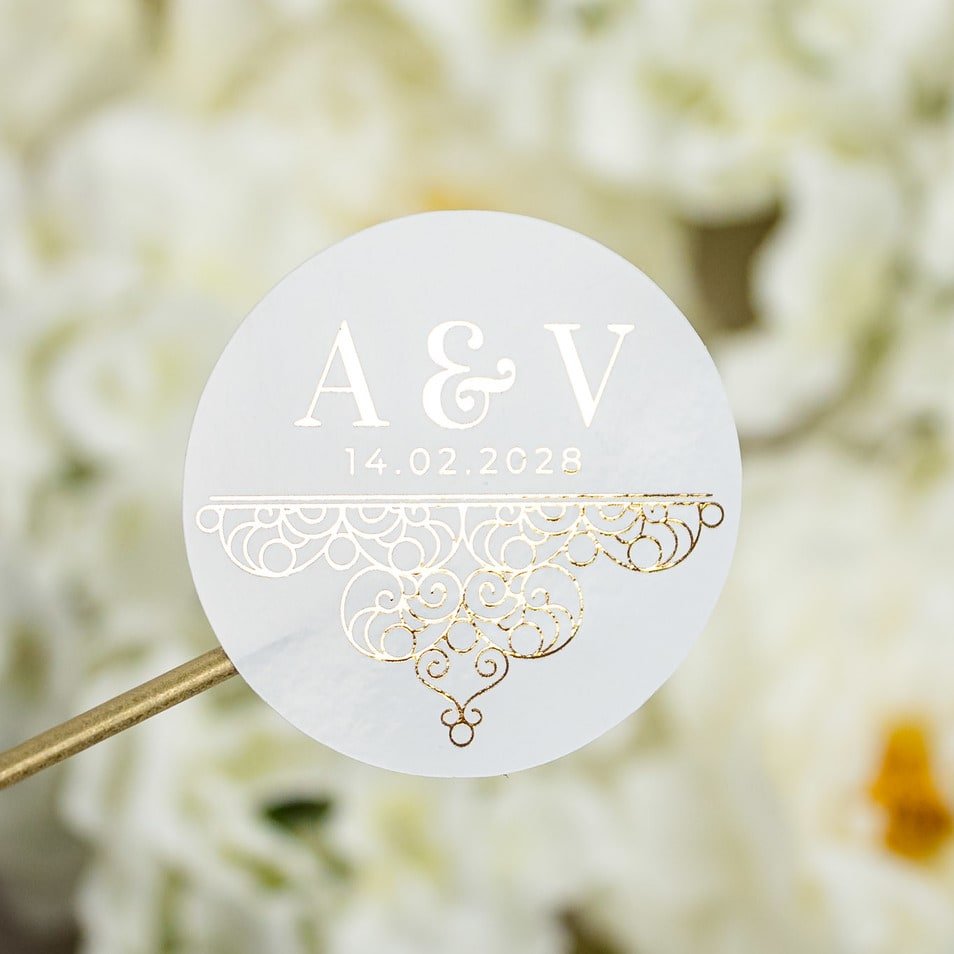"Bianca - Sticker" - Faire-part de mariage chic, élégant et romantique avec dorure or - Wedding stationery - Création Luxe Carterie Studio