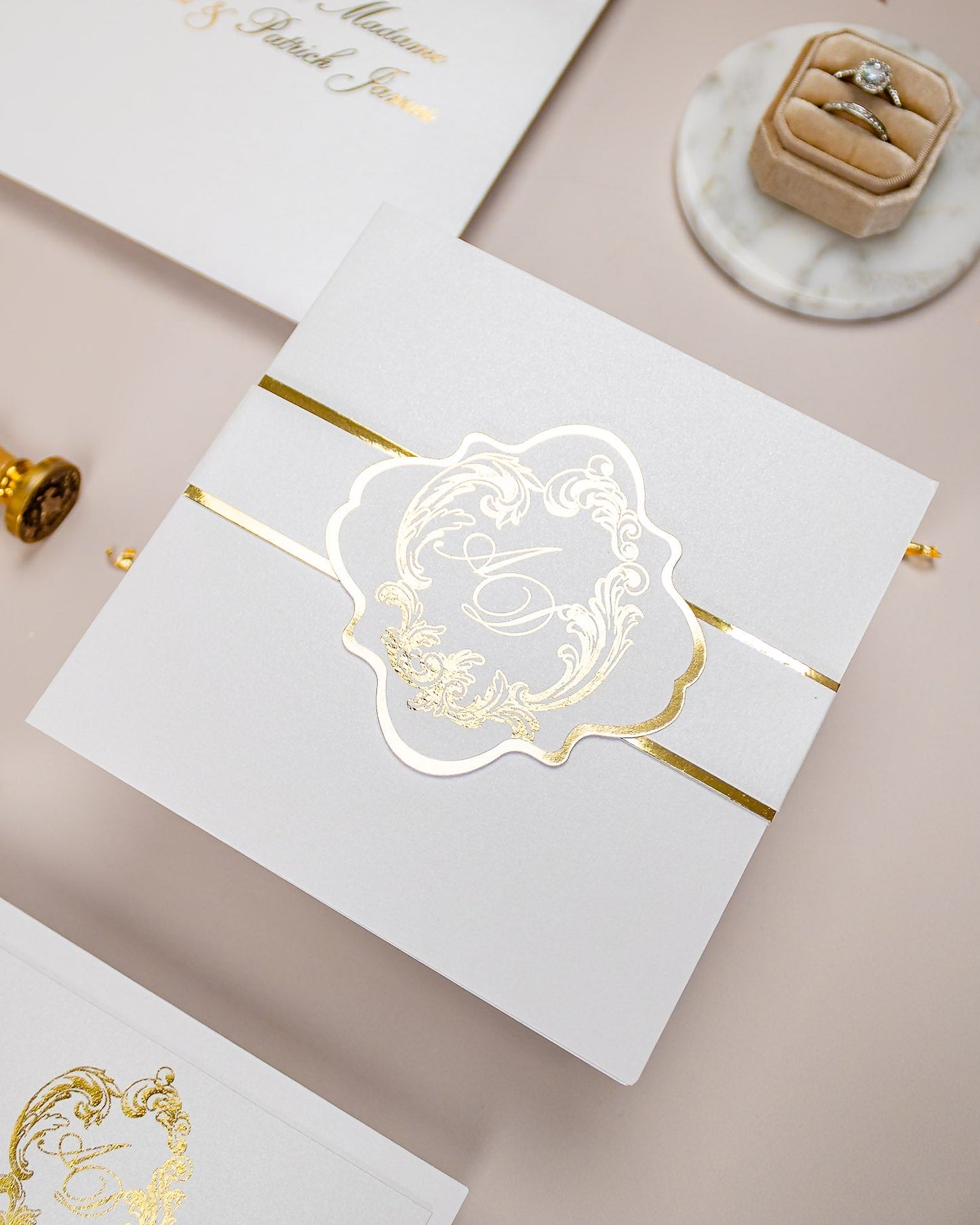 "Bleuet" - Faire-part de mariage chic, élégant et romantique avec dorure or - Wedding stationery - Création Luxe Carterie Studio