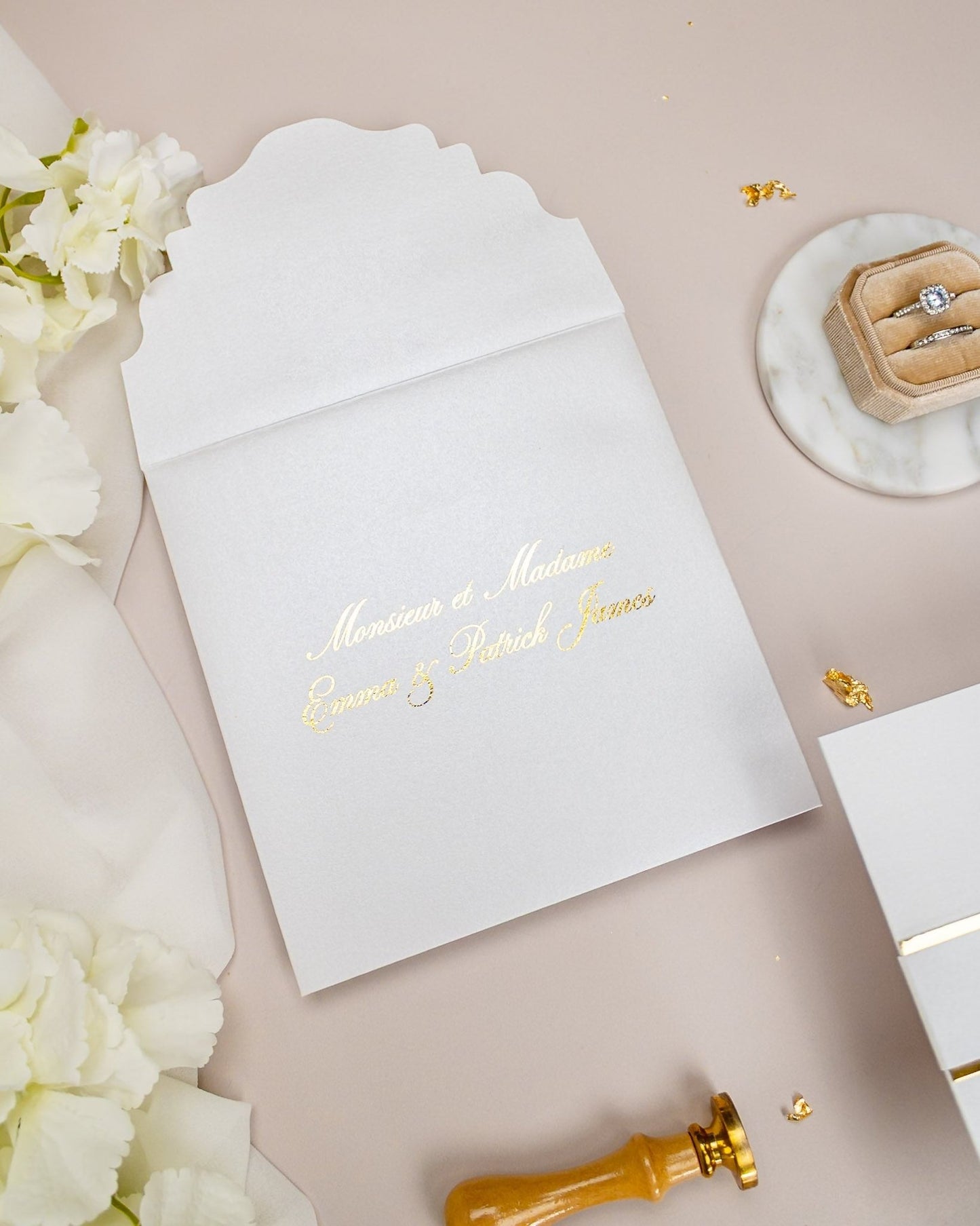 "Bleuet" - Faire-part de mariage chic, élégant et romantique avec dorure or - Wedding stationery - Création Luxe Carterie Studio