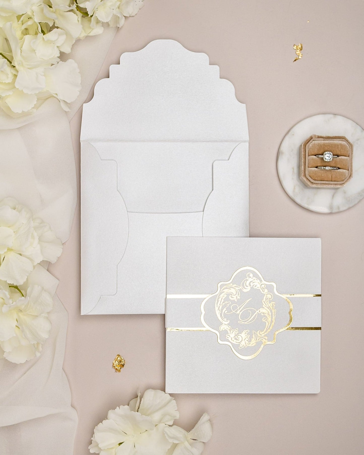"Bleuet" - Faire-part de mariage chic, élégant et romantique avec dorure or - Wedding stationery - Création Luxe Carterie Studio