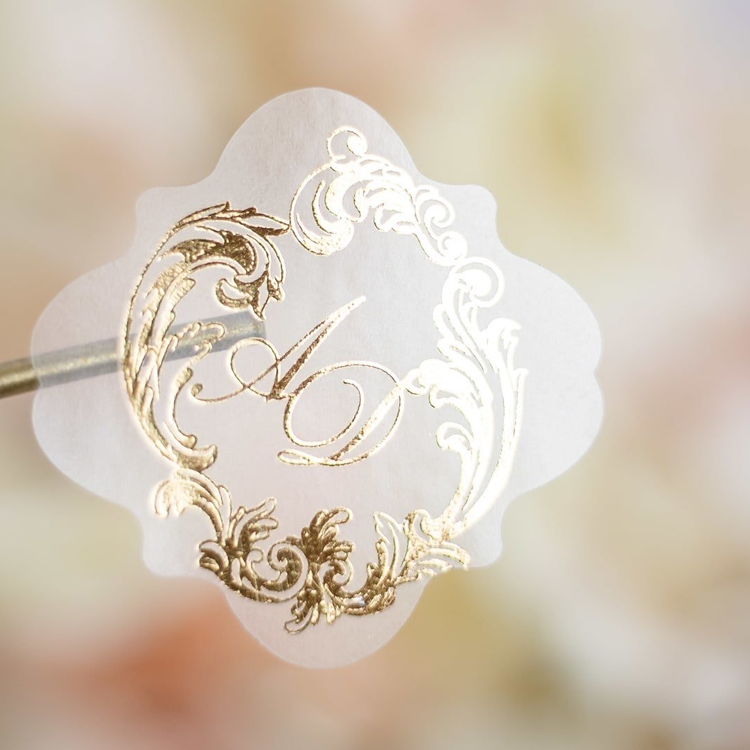"Bleuet - Sticker" - Faire-part de mariage chic, élégant et romantique avec dorure or - Wedding stationery - Création Luxe Carterie Studio