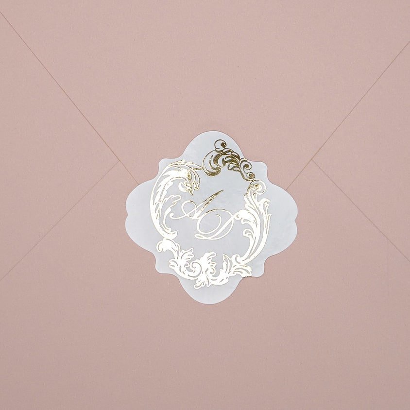 "Bleuet - Sticker" - Faire-part de mariage chic, élégant et romantique avec dorure or - Wedding stationery - Création Luxe Carterie Studio