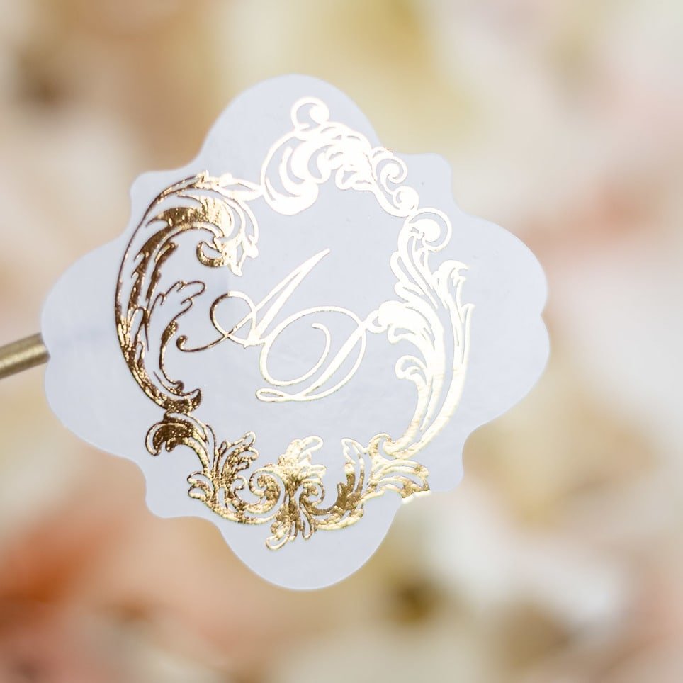 "Bleuet - Sticker" - Faire-part de mariage chic, élégant et romantique avec dorure or - Wedding stationery - Création Luxe Carterie Studio