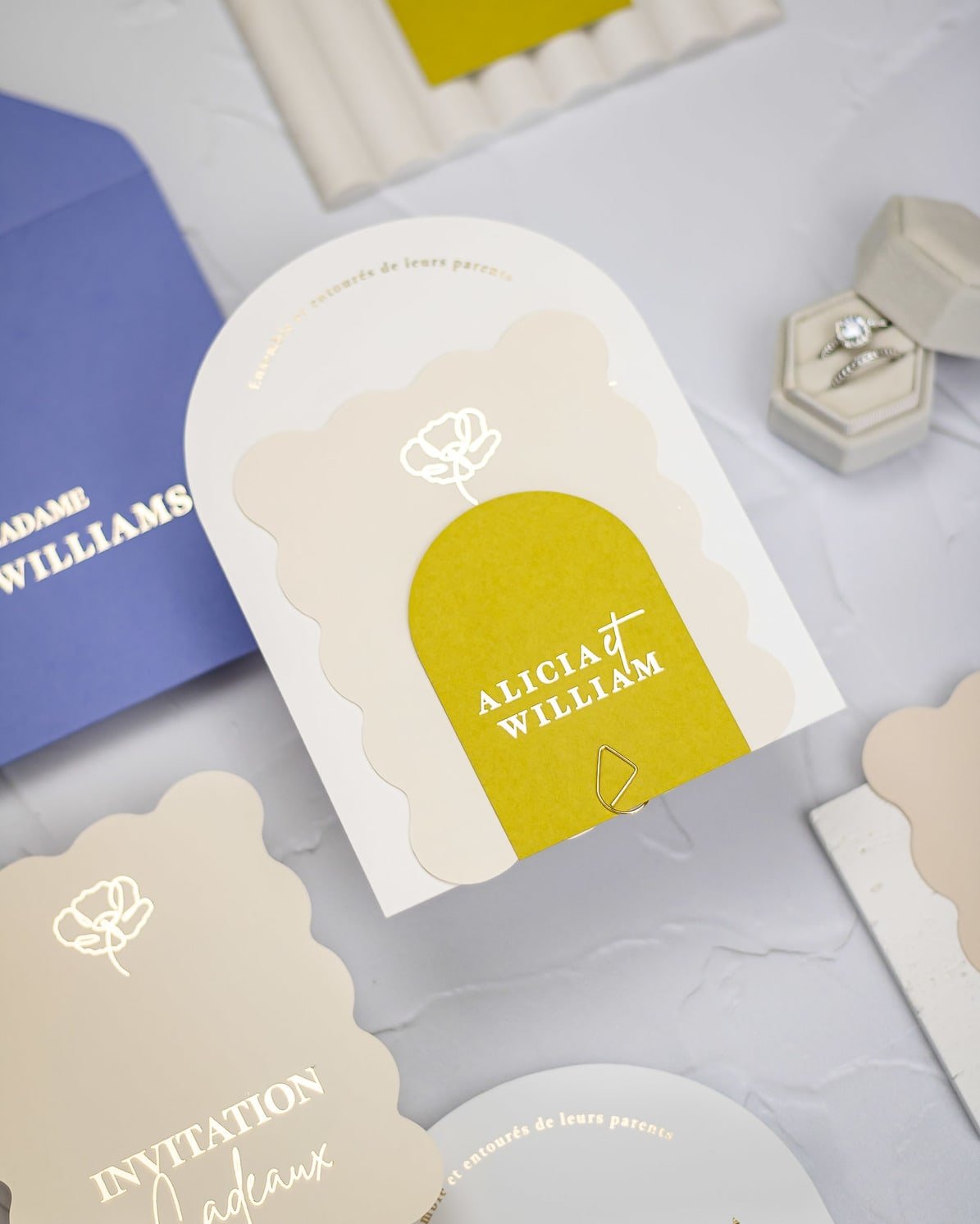 "Bony" - Faire-part de mariage moderne, chic et élégant avec dorure or – Wedding stationery - Création Luxe Carterie Studio