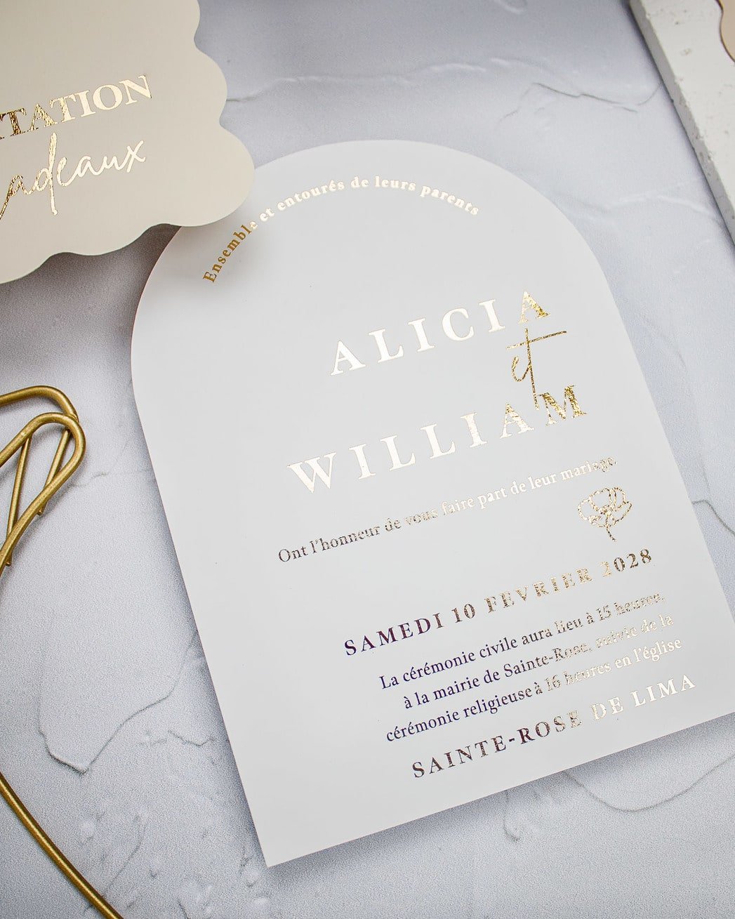 "Bony" - Faire-part de mariage moderne, chic et élégant avec dorure or – Wedding stationery - Création Luxe Carterie Studio