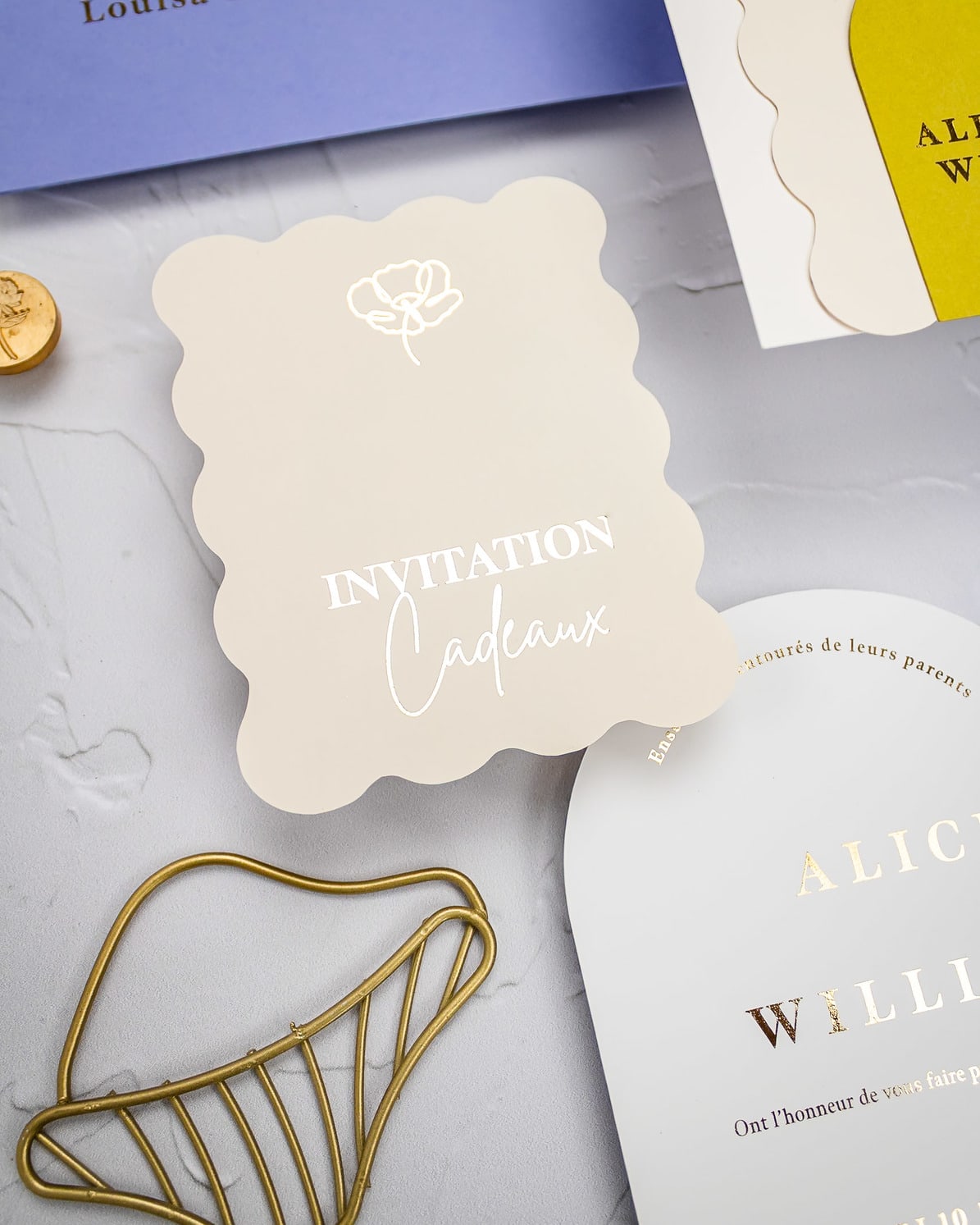 "Bony" - Faire-part de mariage moderne, chic et élégant avec dorure or – Wedding stationery - Création Luxe Carterie Studio