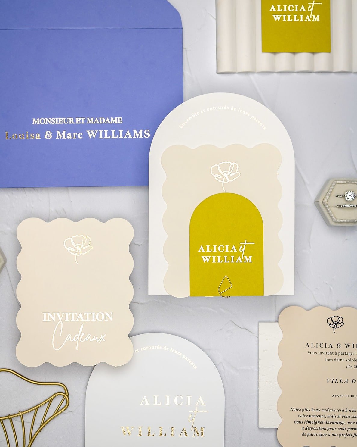"Bony" - Faire-part de mariage moderne, chic et élégant avec dorure or – Wedding stationery - Création Luxe Carterie Studio