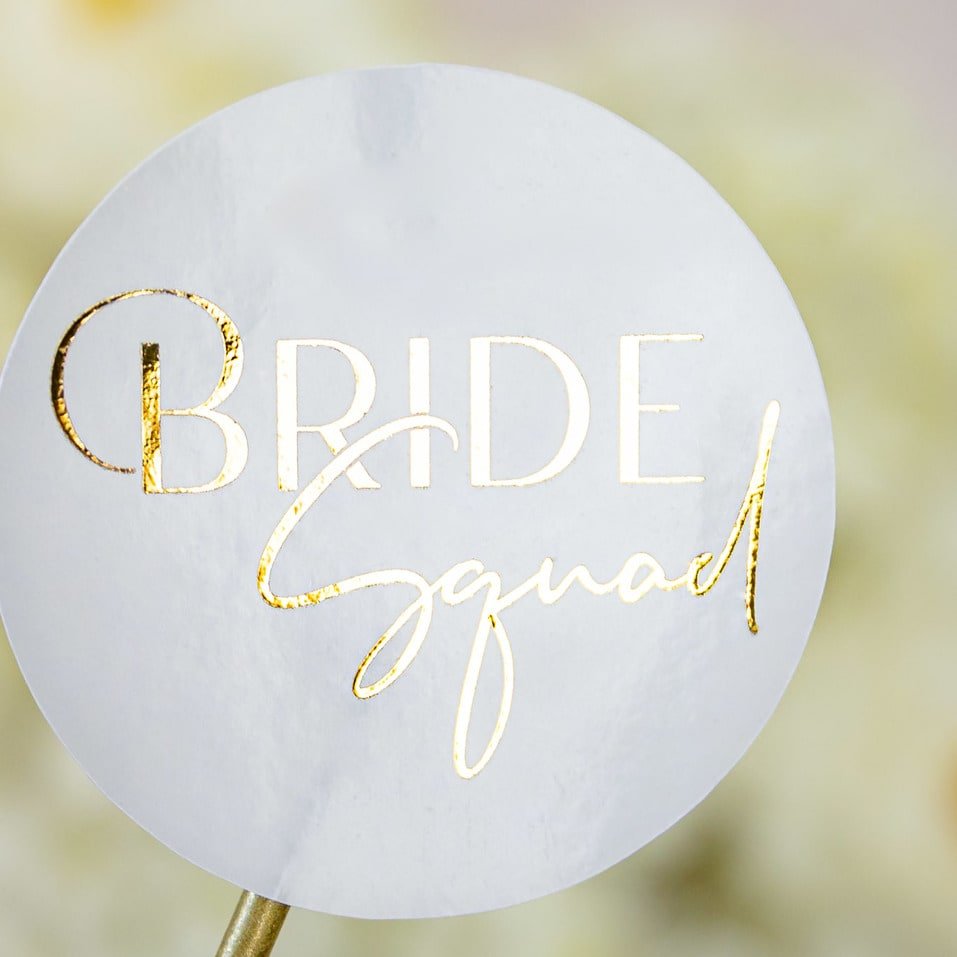 "Bride Squad - Sticker" - Sticker EVJF sur mesure – Bride Squad - Accessoire chic pour enterrement de vie de jeune fille – Papeterie de mariage moderne – Wedding stationery - Création Luxe Carterie Studio