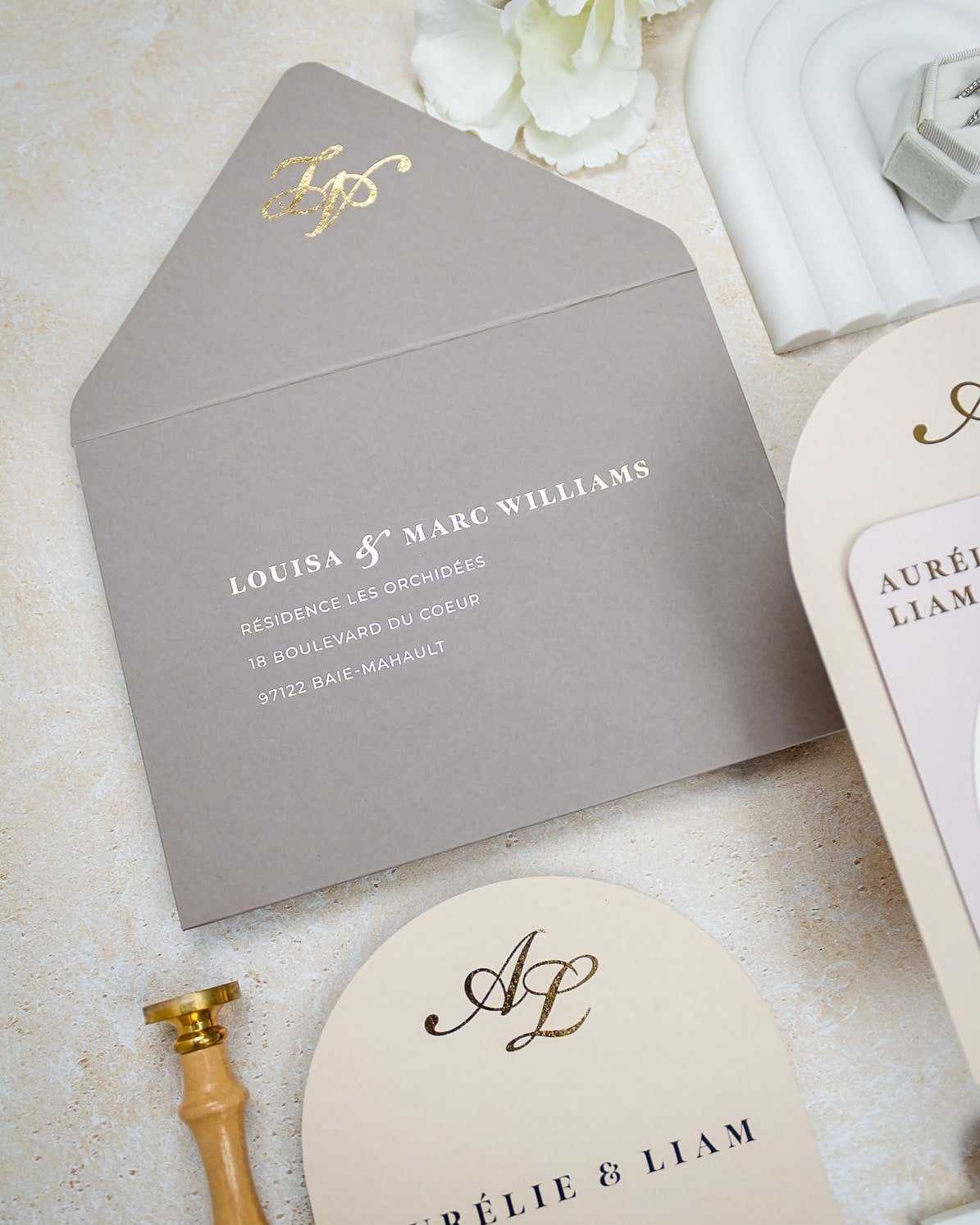 "Callune" - Faire-part de mariage moderne, chic et élégant avec dorure or – Wedding stationery - Création Luxe Carterie Studio
