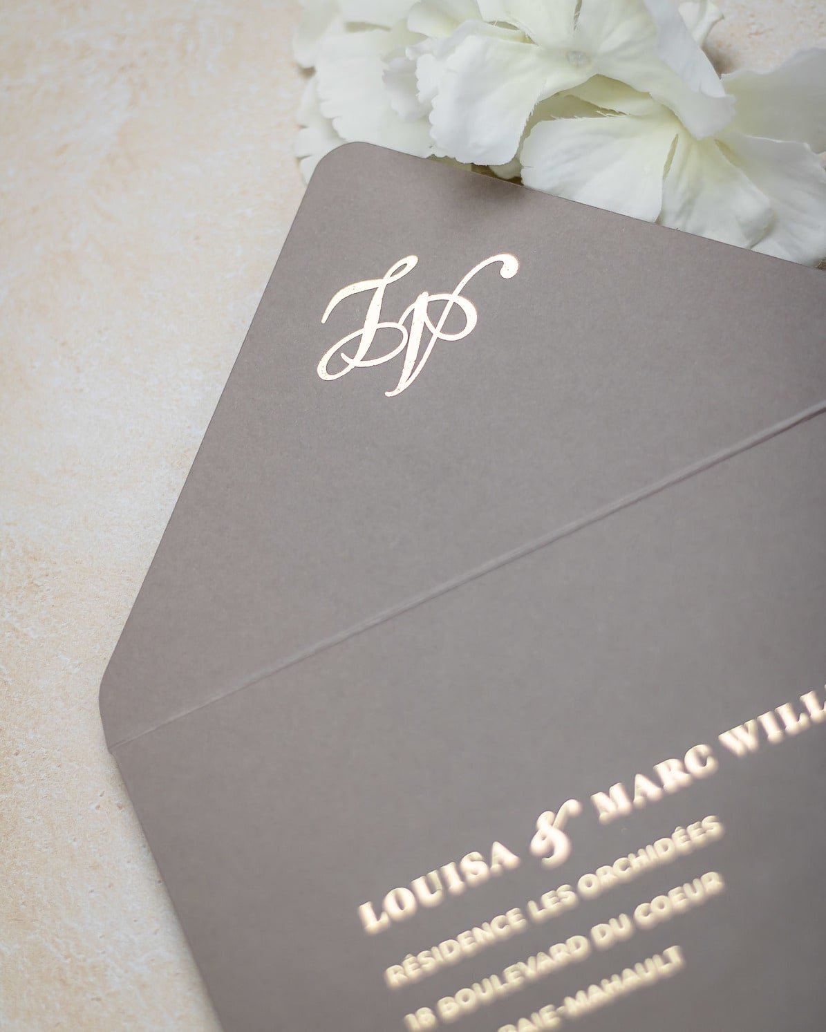 "Callune" - Faire-part de mariage moderne, chic et élégant avec dorure or – Wedding stationery - Création Luxe Carterie Studio