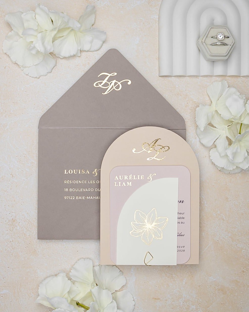 "Callune" - Faire-part de mariage moderne, chic et élégant avec dorure or – Wedding stationery - Création Luxe Carterie Studio