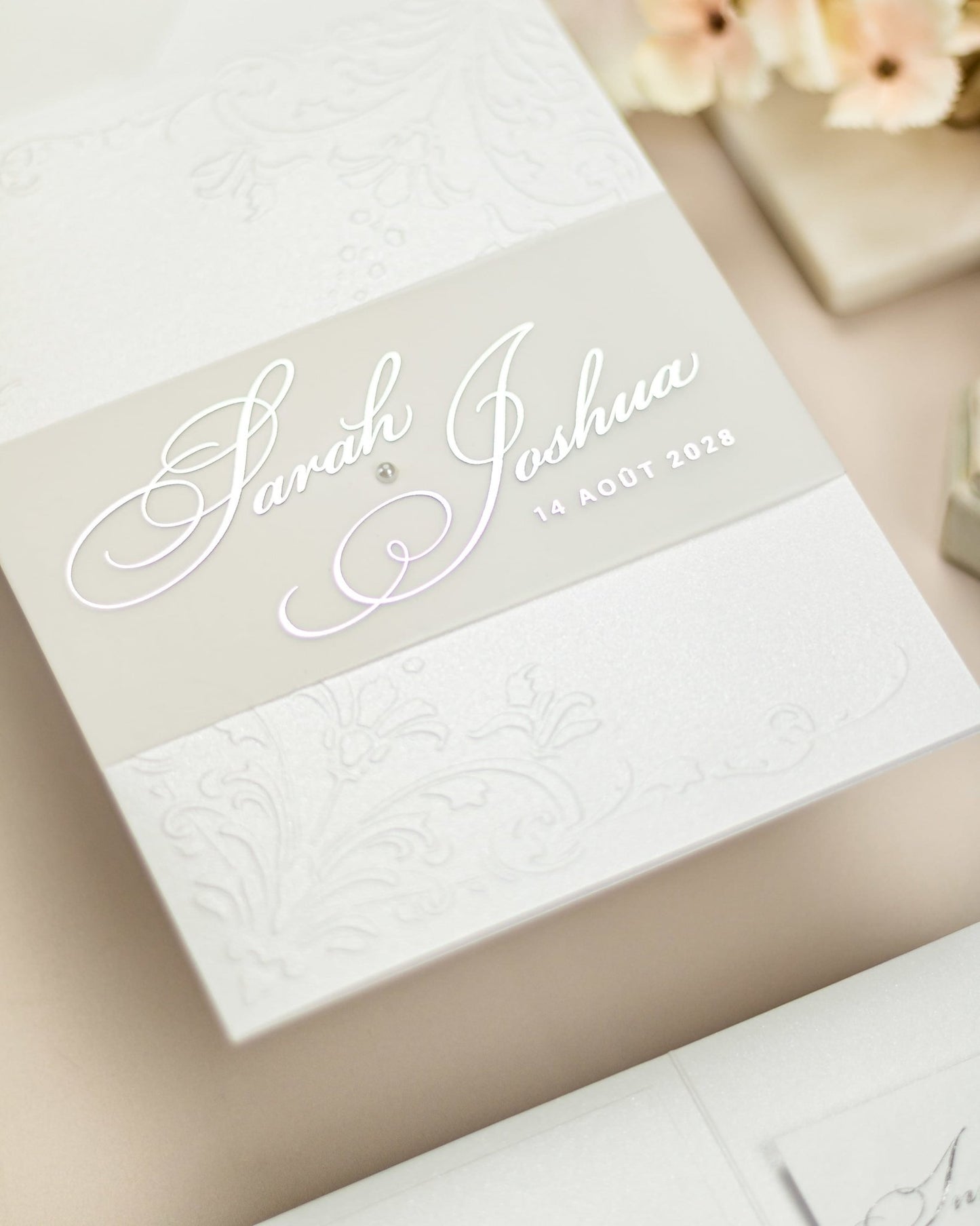 "Camila" - Faire-part de mariage chic, élégant et romantique avec dorure or - Wedding stationery - Création Luxe Carterie Studio