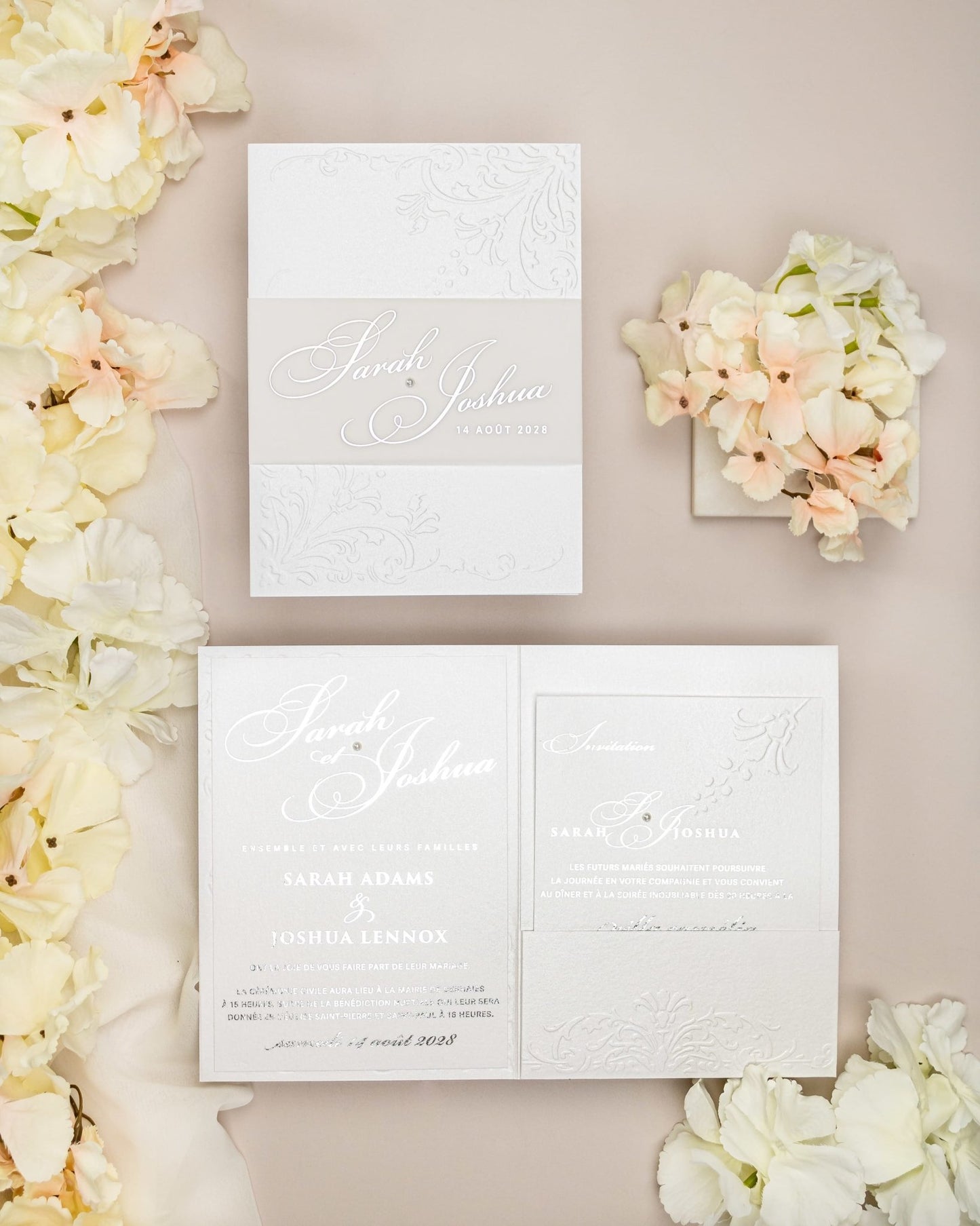 "Camila" - Faire-part de mariage chic, élégant et romantique avec dorure or - Wedding stationery - Création Luxe Carterie Studio