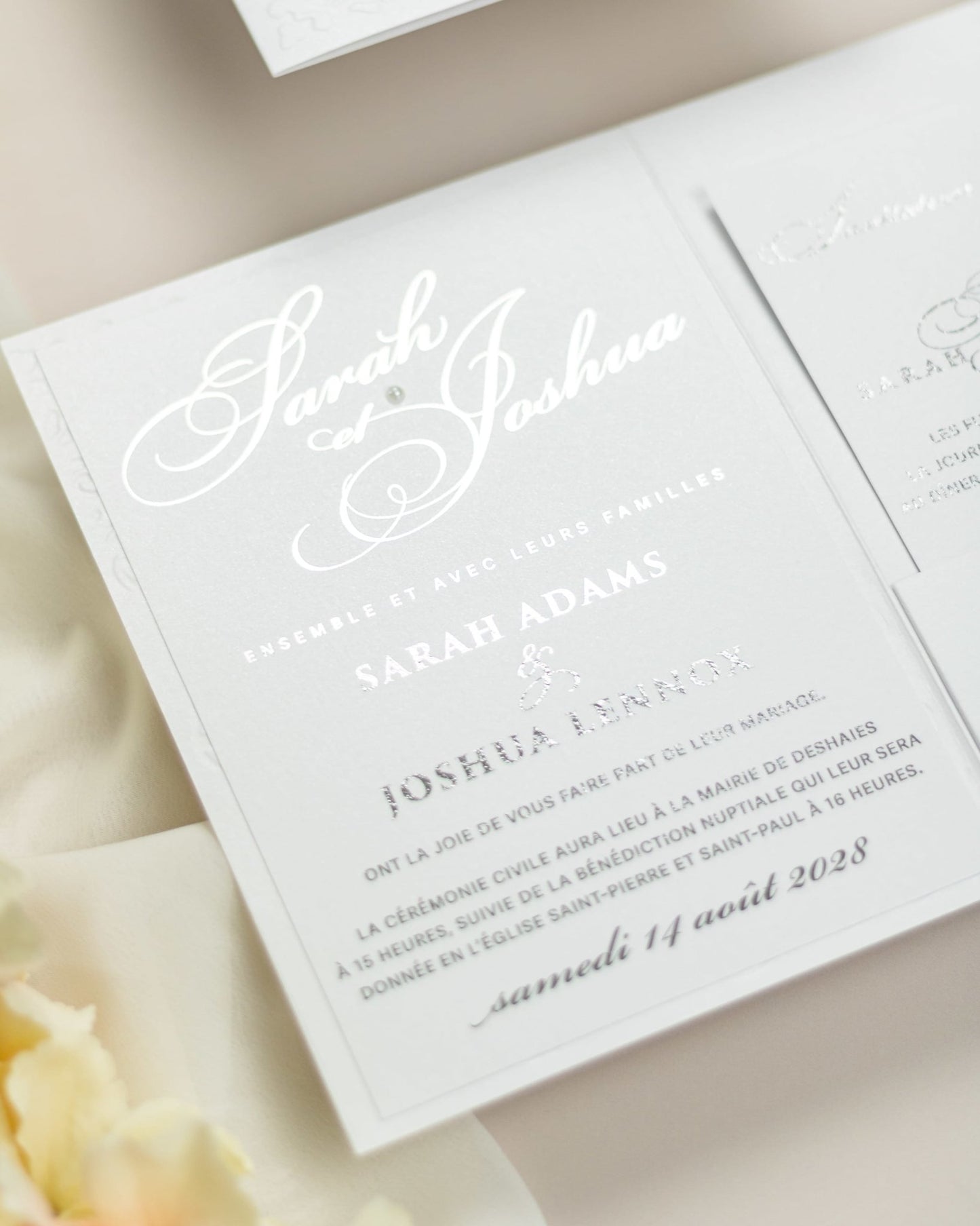 "Camila" - Faire-part de mariage chic, élégant et romantique avec dorure or - Wedding stationery - Création Luxe Carterie Studio