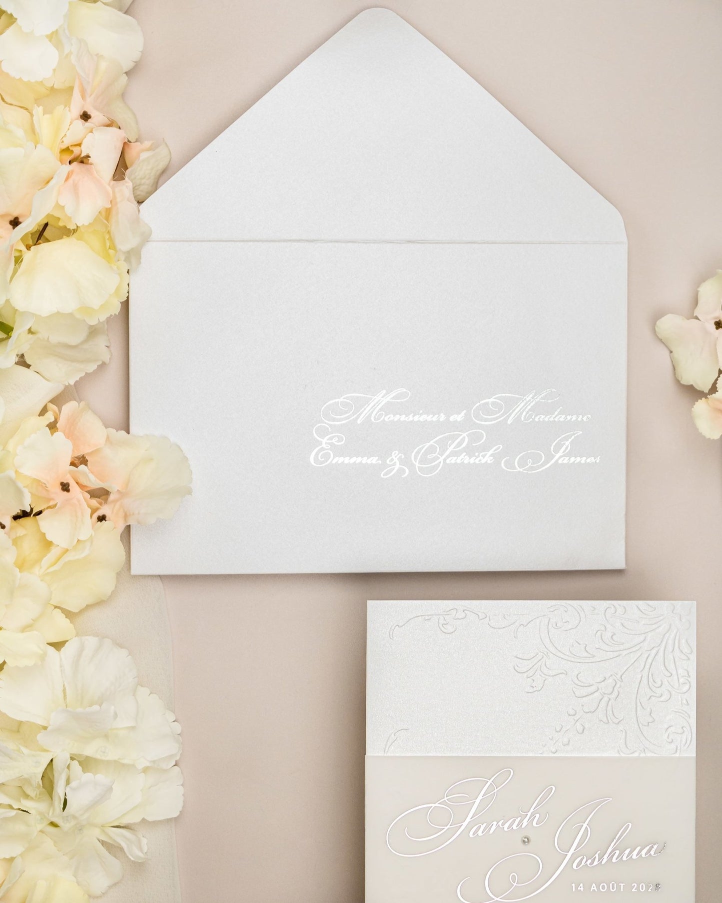"Camila" - Faire-part de mariage chic, élégant et romantique avec dorure or - Wedding stationery - Création Luxe Carterie Studio
