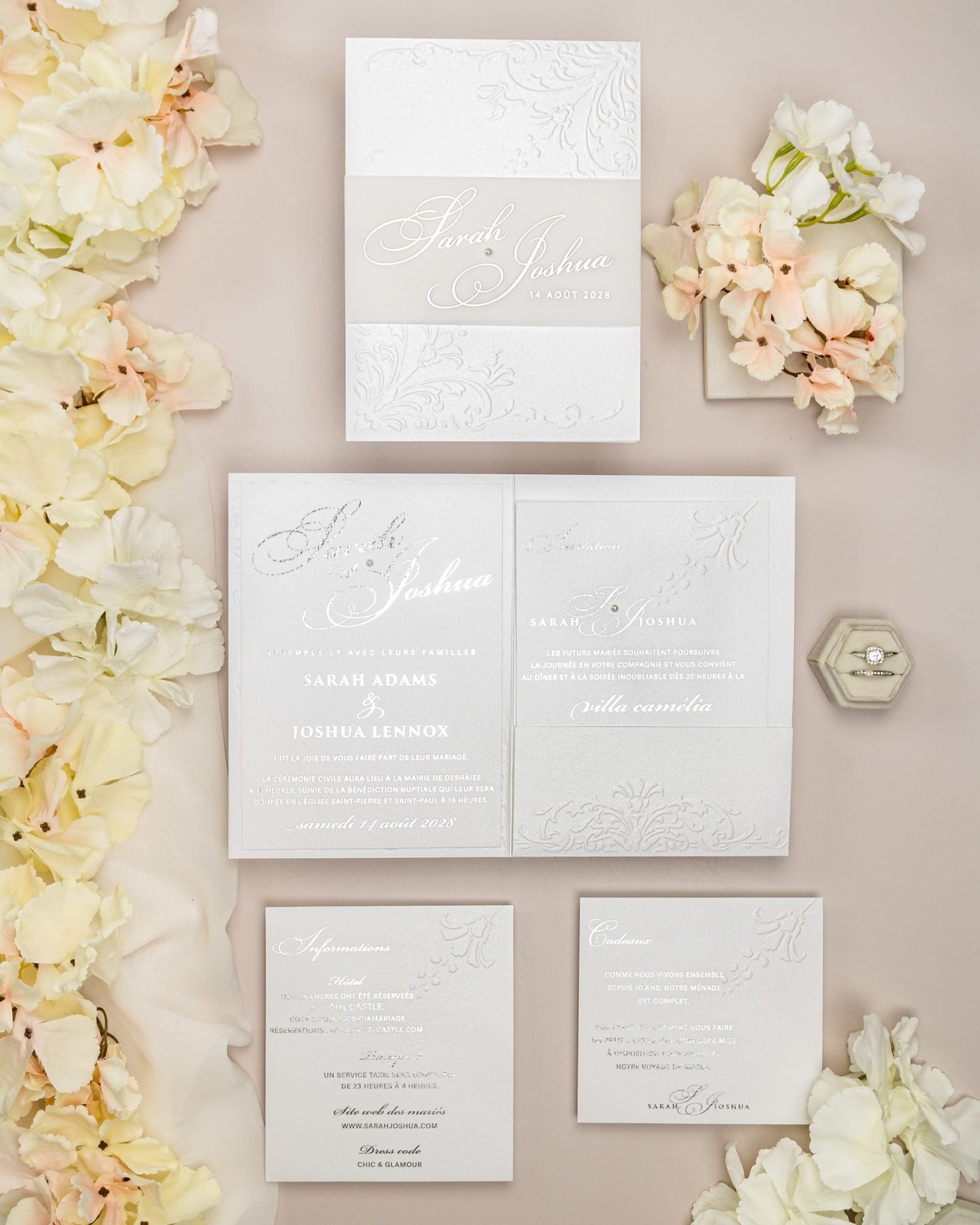 "Camila" - Faire-part de mariage chic, élégant et romantique avec dorure or - Wedding stationery - Création Luxe Carterie Studio