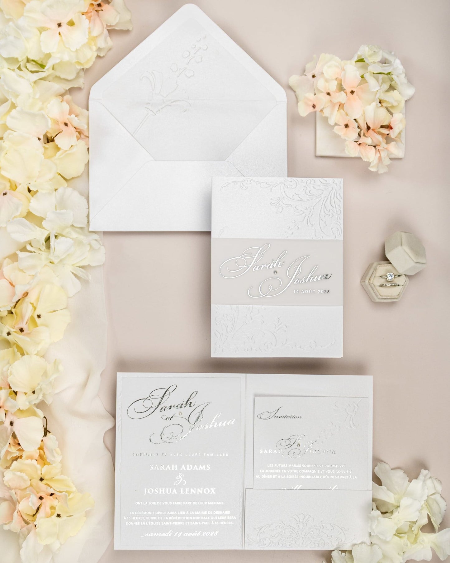"Camila" - Faire-part de mariage chic, élégant et romantique avec dorure or - Wedding stationery - Création Luxe Carterie Studio