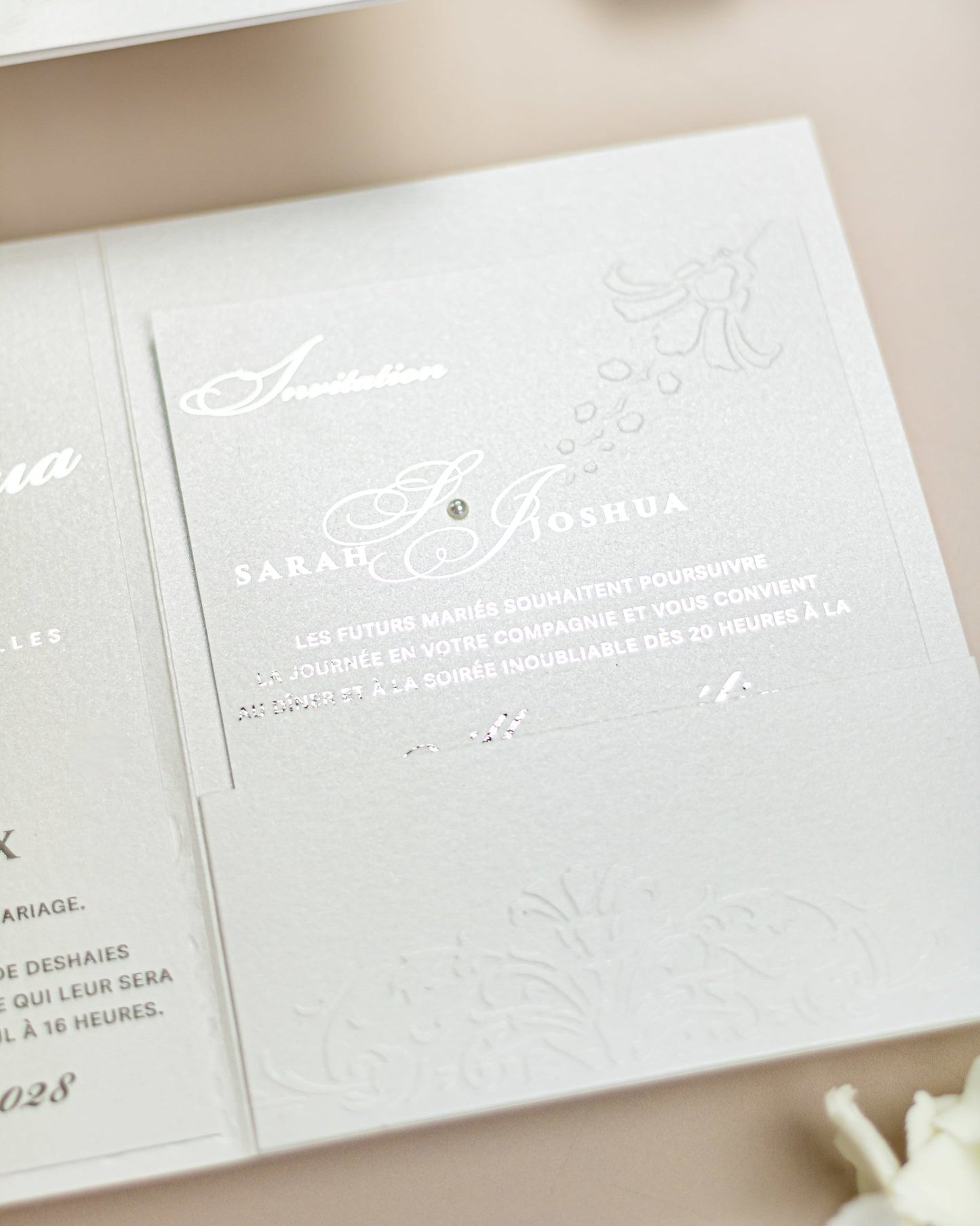 "Camila" - Faire-part de mariage chic, élégant et romantique avec dorure or - Wedding stationery - Création Luxe Carterie Studio