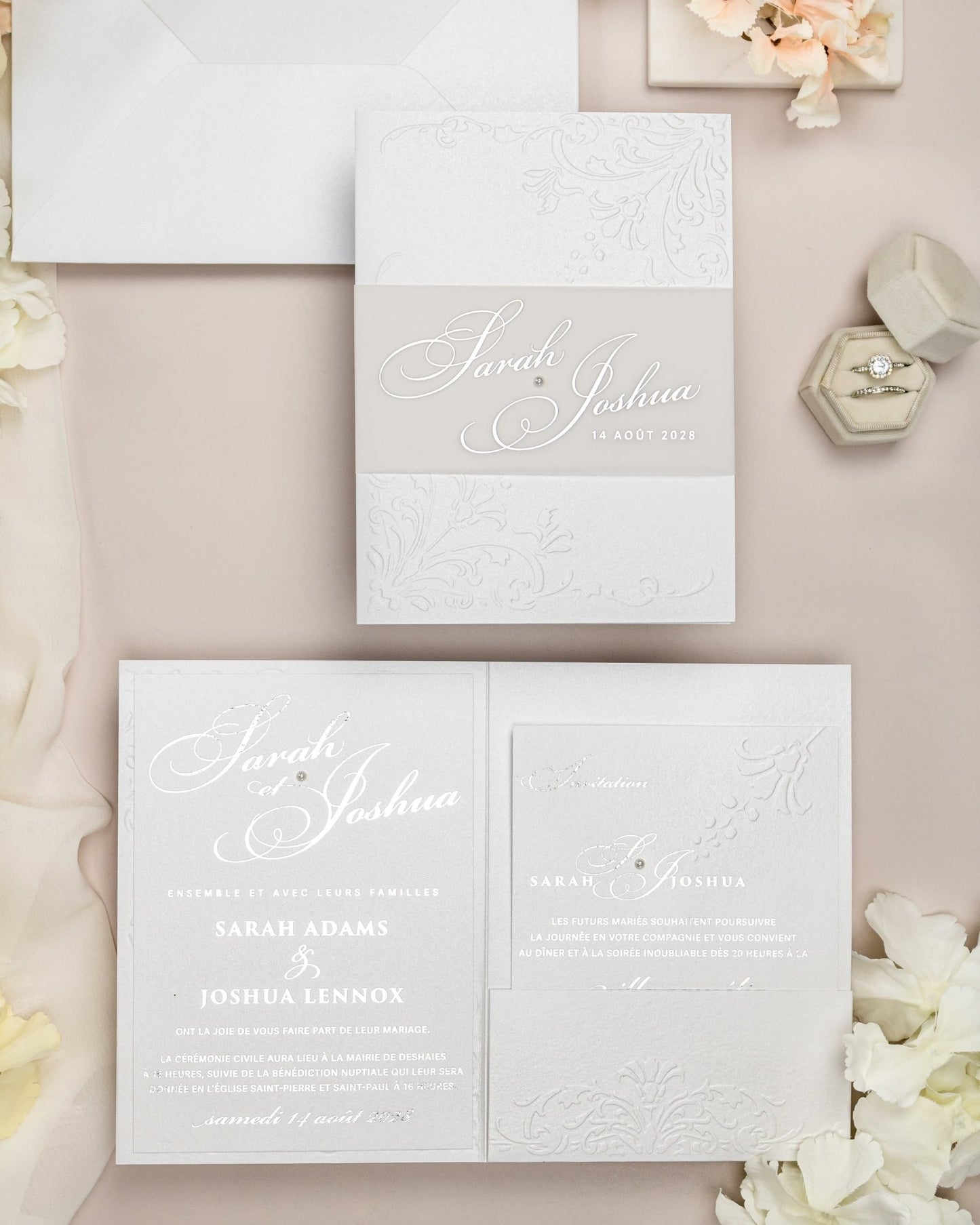 "Camila" - Faire-part de mariage chic, élégant et romantique avec dorure or - Wedding stationery - Création Luxe Carterie Studio