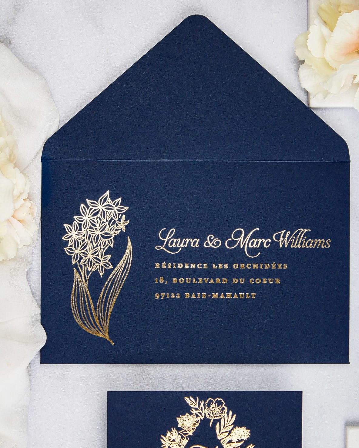 "Carla" - Faire-part de mariage chic, élégant et romantique avec dorure or - Wedding stationery - Création Luxe Carterie Studio