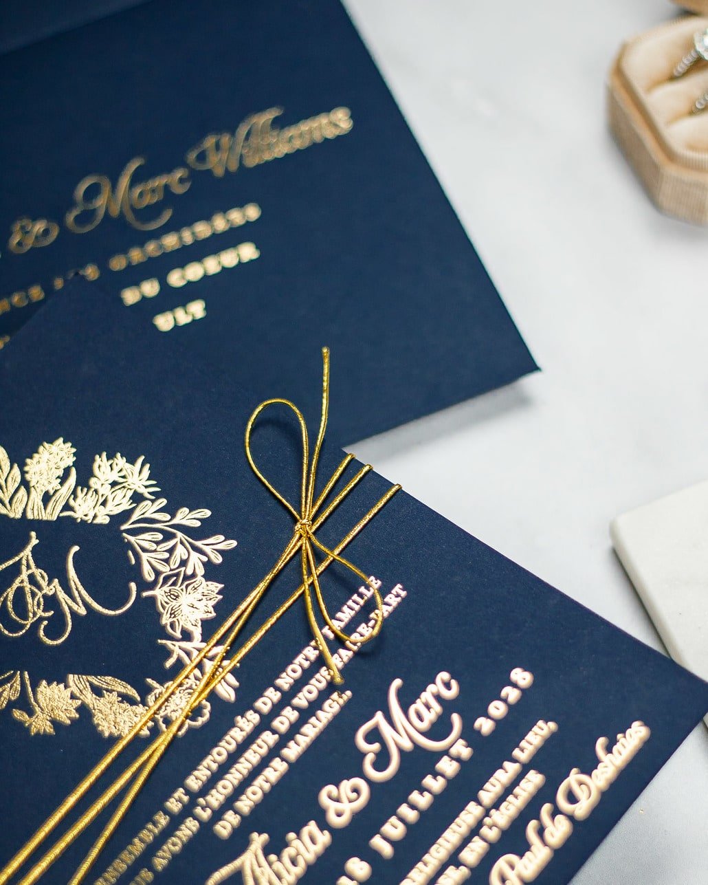 "Carla" - Faire-part de mariage chic, élégant et romantique avec dorure or - Wedding stationery - Création Luxe Carterie Studio