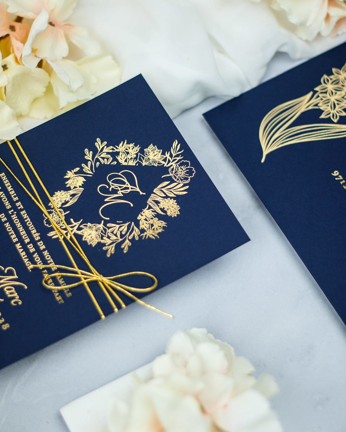 "Carla" - Faire-part de mariage chic, élégant et romantique avec dorure or - Wedding stationery - Création Luxe Carterie Studio