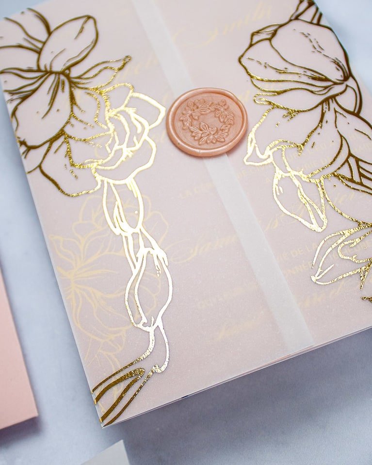 "Carline" - Faire-part de mariage chic, élégant et romantique avec dorure or - Wedding stationery - Création Luxe Carterie Studio